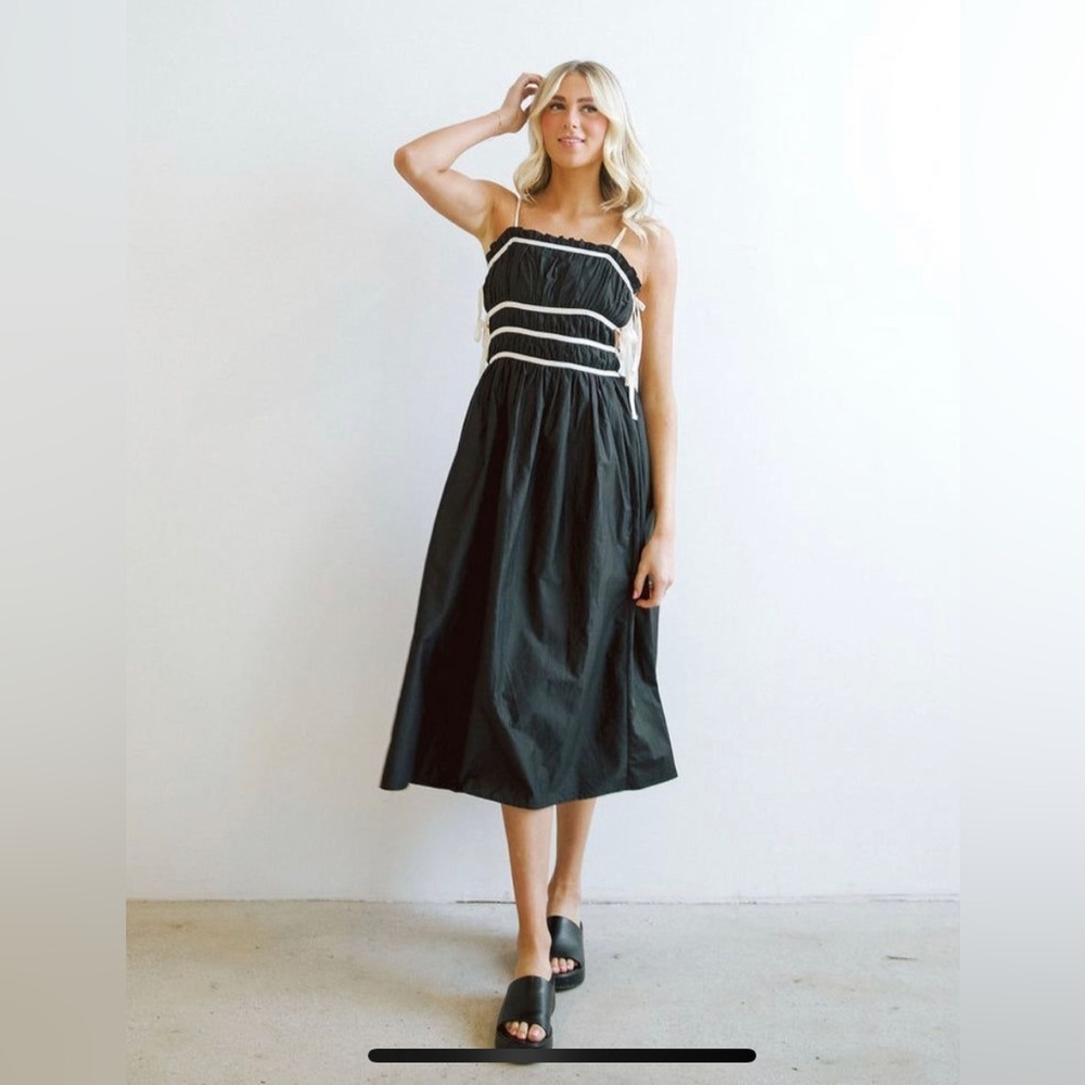 NEW HESPERUS black white tie Midi Dress size large 🌸🌹🌺 G